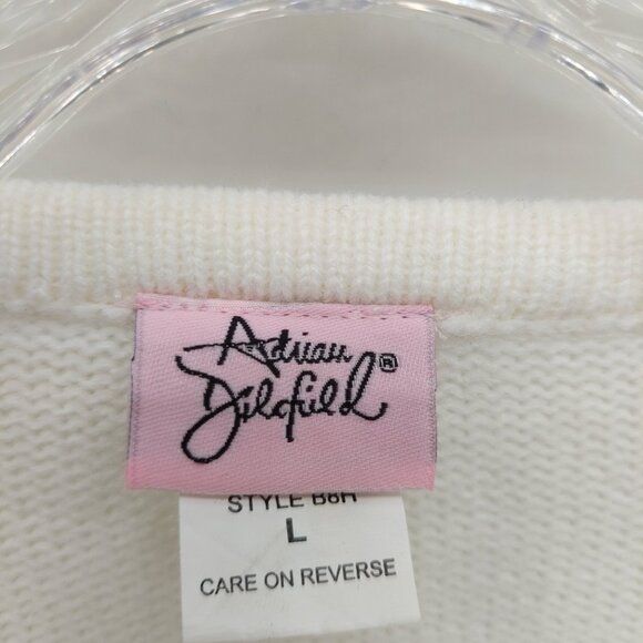 Adrian Delafield Sweater Size Large Cream Floral Embroidered - Picture 3 of 10